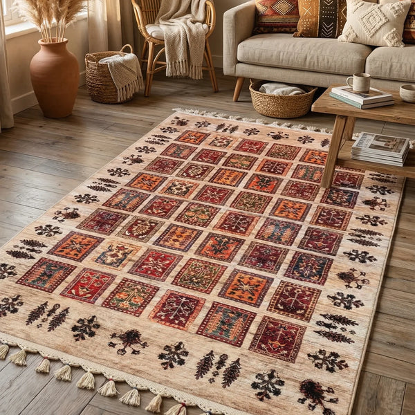 Ethnic Patchwork Bamboo Rug