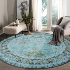 Turquoise Washable Rug