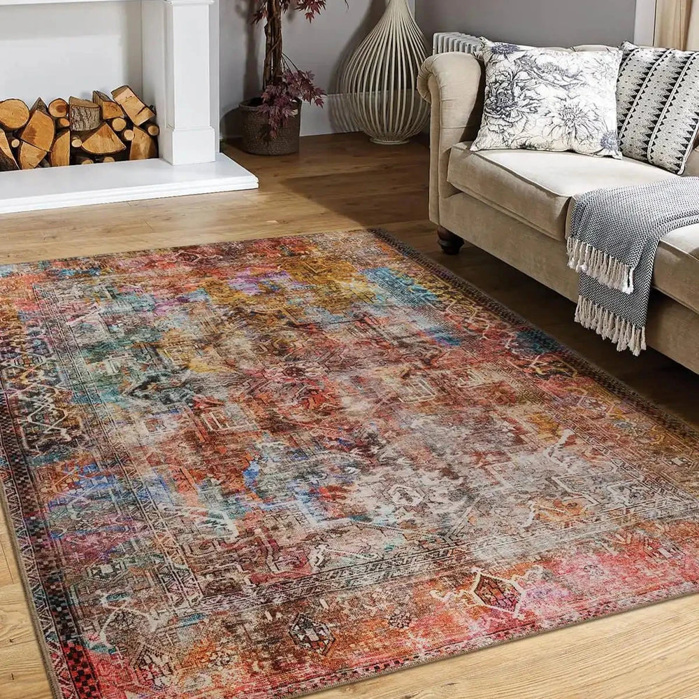 Multicolor Vintage Style Rug adding a vibrant touch to a modern living room