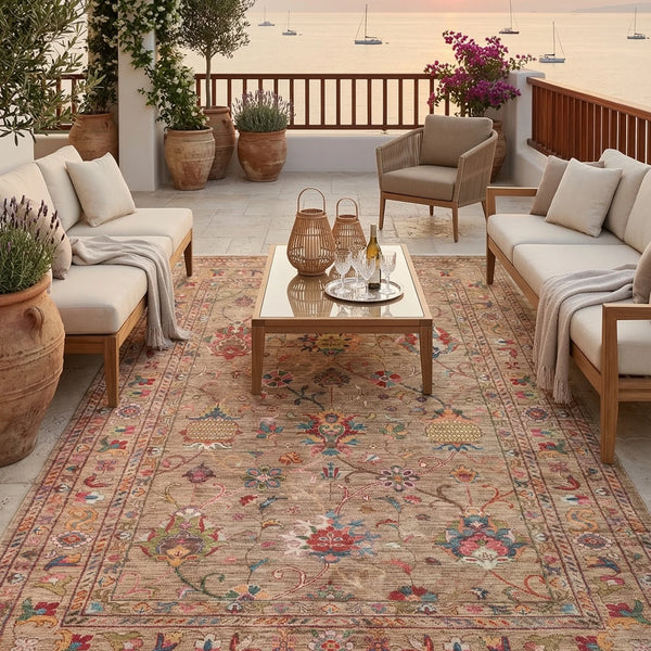 Elegant Beige Washable Rug