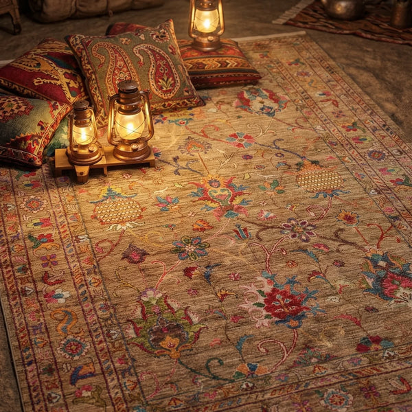 Elegant Beige Washable Rug