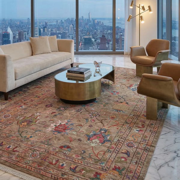 Elegant Beige Washable Rug