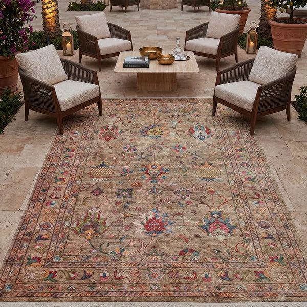 Elegant Beige Washable Rug