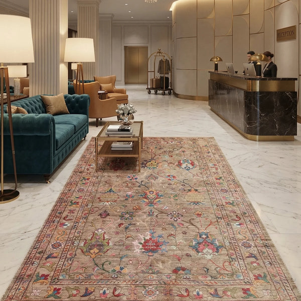 Elegant Beige Washable Rug