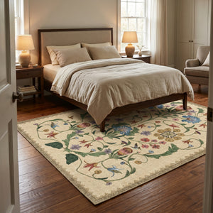 Cream Floral Pattern Rug
