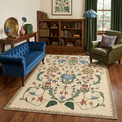 Cream Floral Pattern Rug