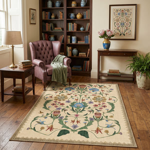 Cream Floral Pattern Rug