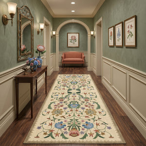 Cream Floral Pattern Rug