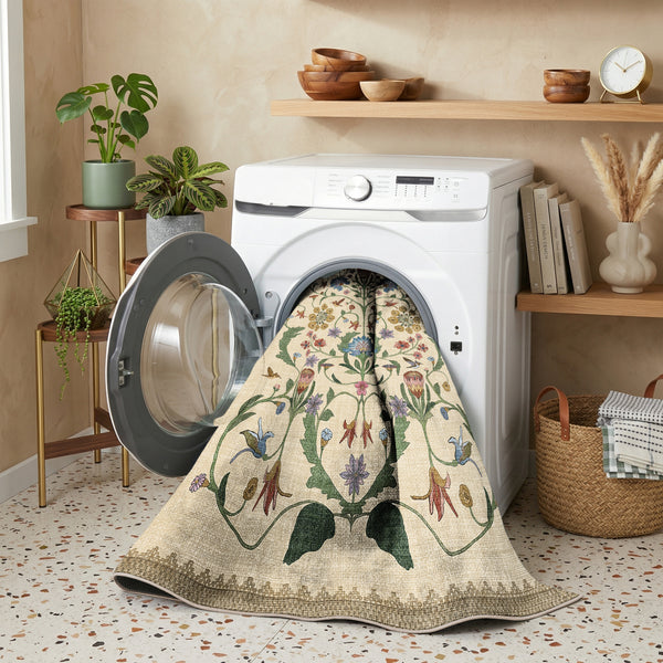 Cream Floral Pattern Rug