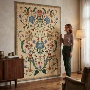 Cream Floral Pattern Rug