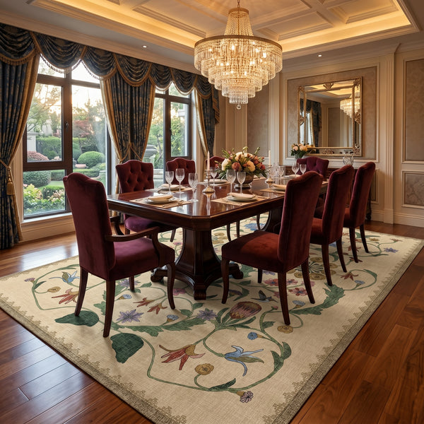 Cream Floral Pattern Rug