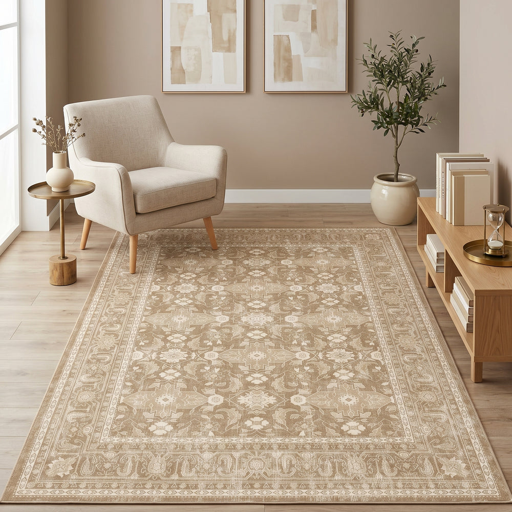 Sand Beige Ethnic Rug