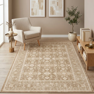 Sand Beige Ethnic Rug