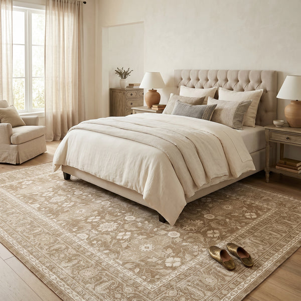 Sand Beige Ethnic Rug