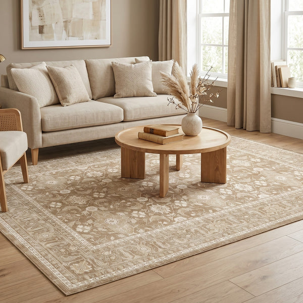 Sand Beige Ethnic Rug