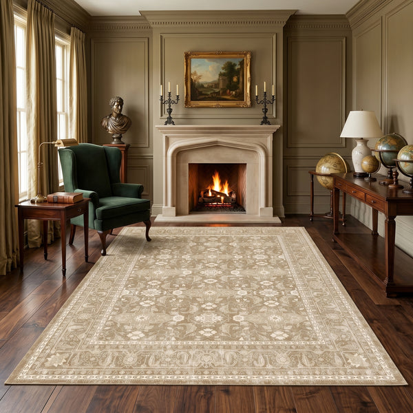 Sand Beige Ethnic Rug