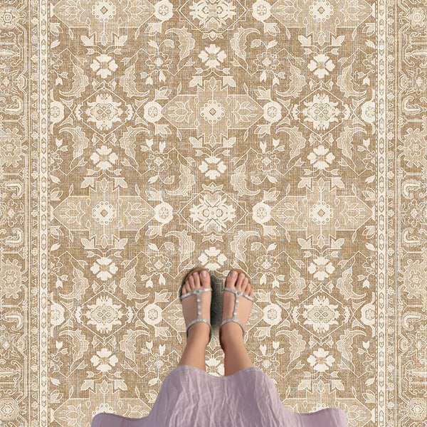 Sand Beige Ethnic Rug