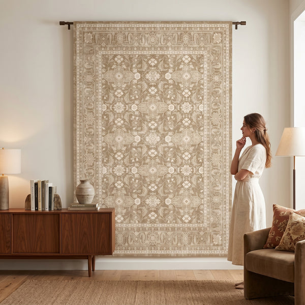 Sand Beige Ethnic Rug