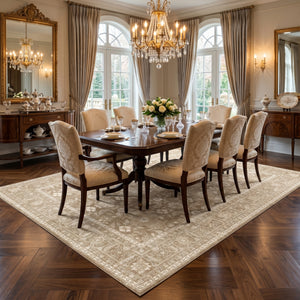 Sand Beige Ethnic Rug