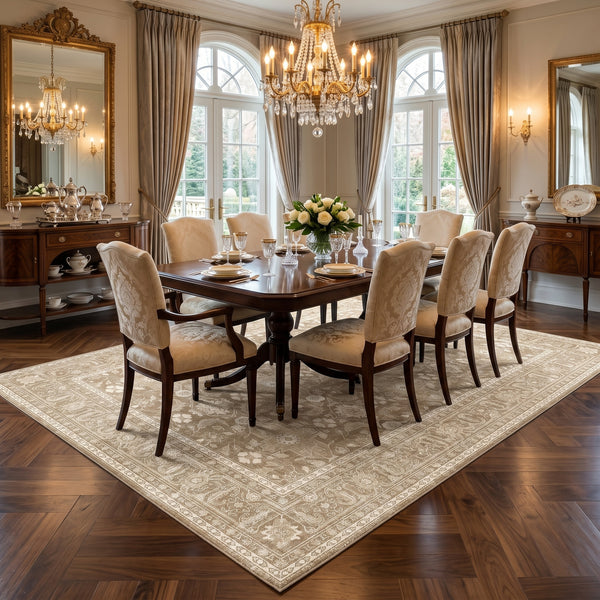 Sand Beige Ethnic Rug