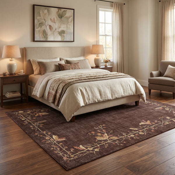 Walnut Brown Floral Rug