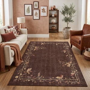 Walnut Brown Floral Rug