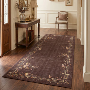 Walnut Brown Floral Rug