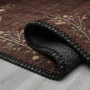 Walnut Brown Floral Rug