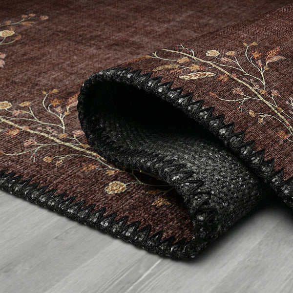Walnut Brown Floral Rug
