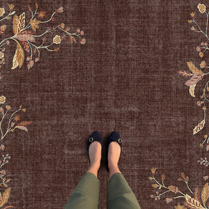Walnut Brown Floral Rug