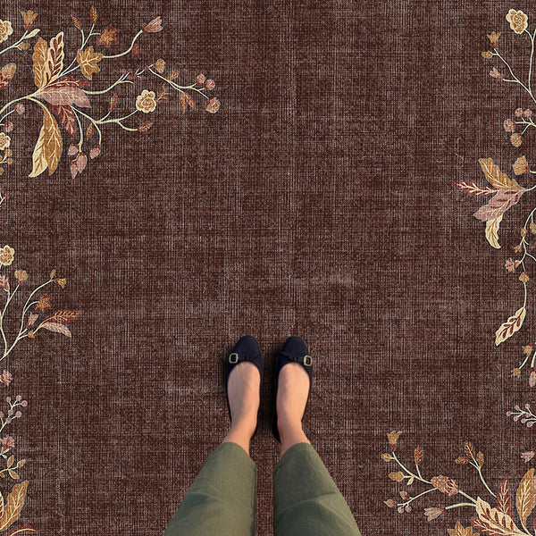 Walnut Brown Floral Rug