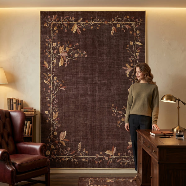 Walnut Brown Floral Rug