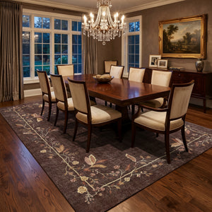 Walnut Brown Floral Rug