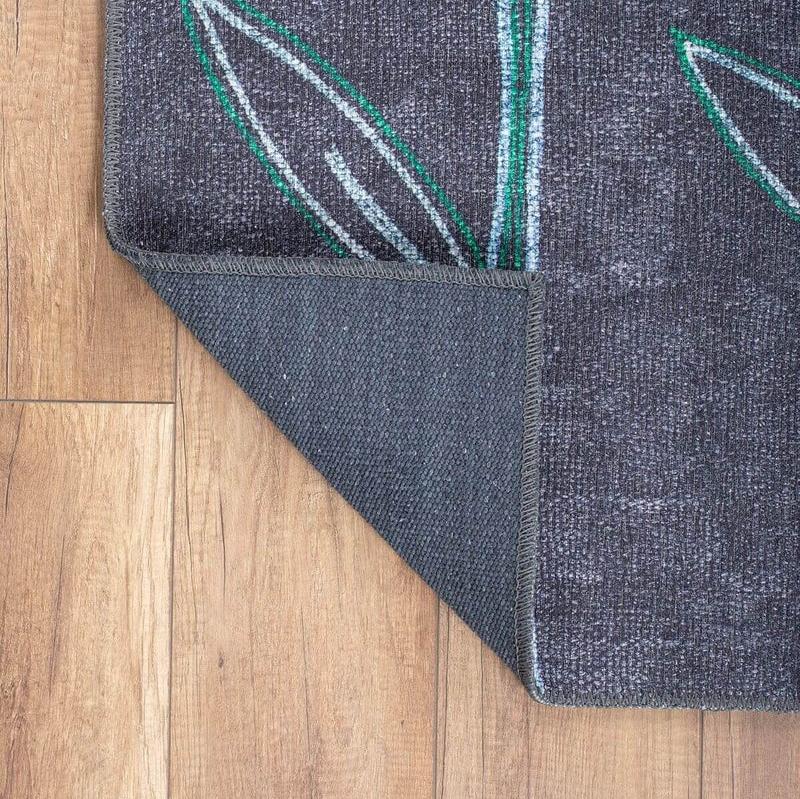 Botanical Bliss Rug with delicate leaf patterns in a cozy living room.