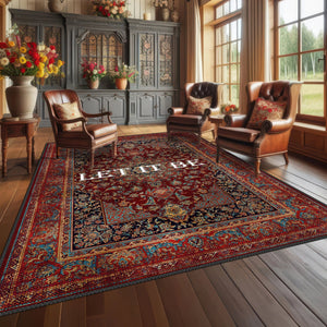 Close-up of the intricate patterns on the Let it Be - Oriental Art Rug.