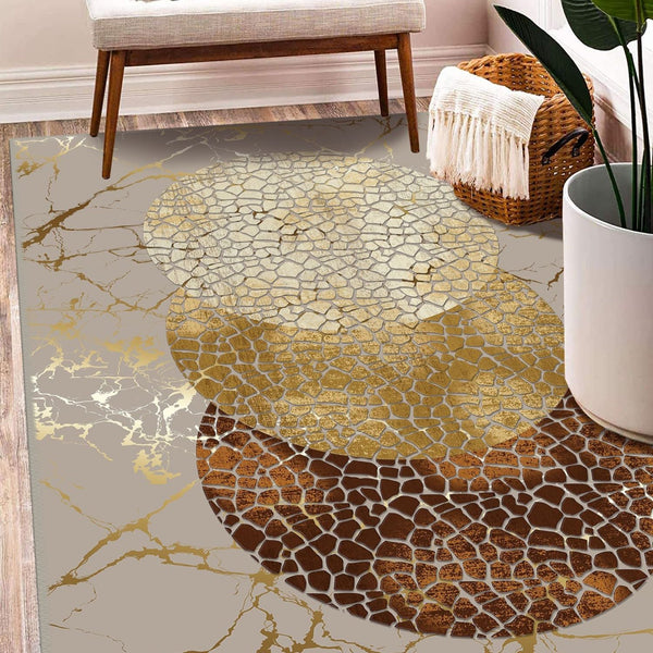 Cozy elegant rug providing a warm, sophisticated foundation in a modern bedroom