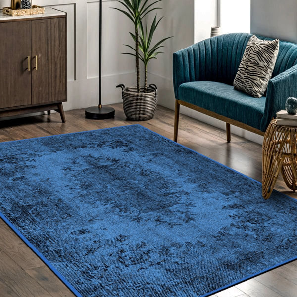 Custom-sized Dark Blue Area Rug, adding sophistication to any room