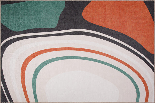 Custom-sized Orbital Elegance Rug, adding a touch of modern sophistication to any room