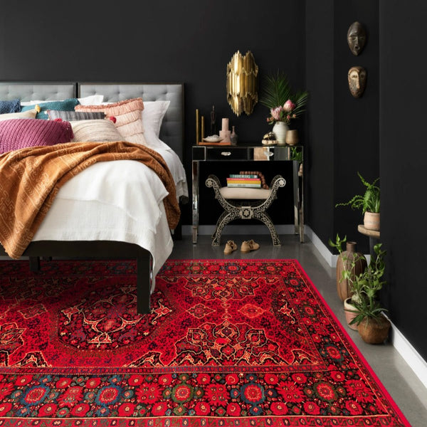 Deep Red Carpet in a bedroom, offering comfort and elegance