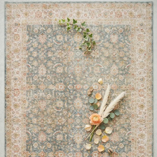 Soft Blue Traditional Rug