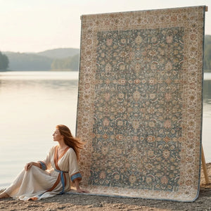 Soft Blue Traditional Rug