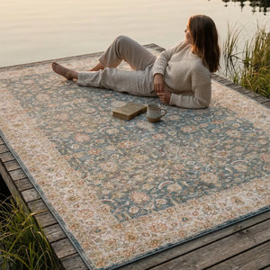 Soft Blue Traditional Rug