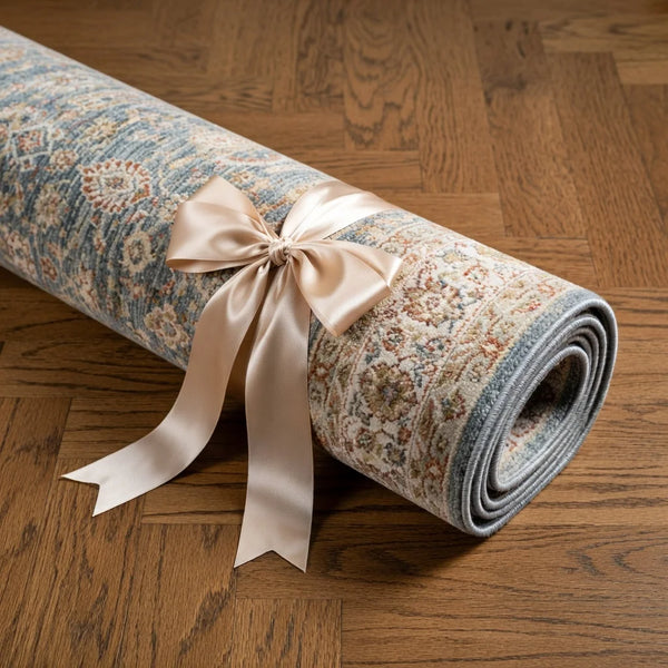 Soft Blue Traditional Rug