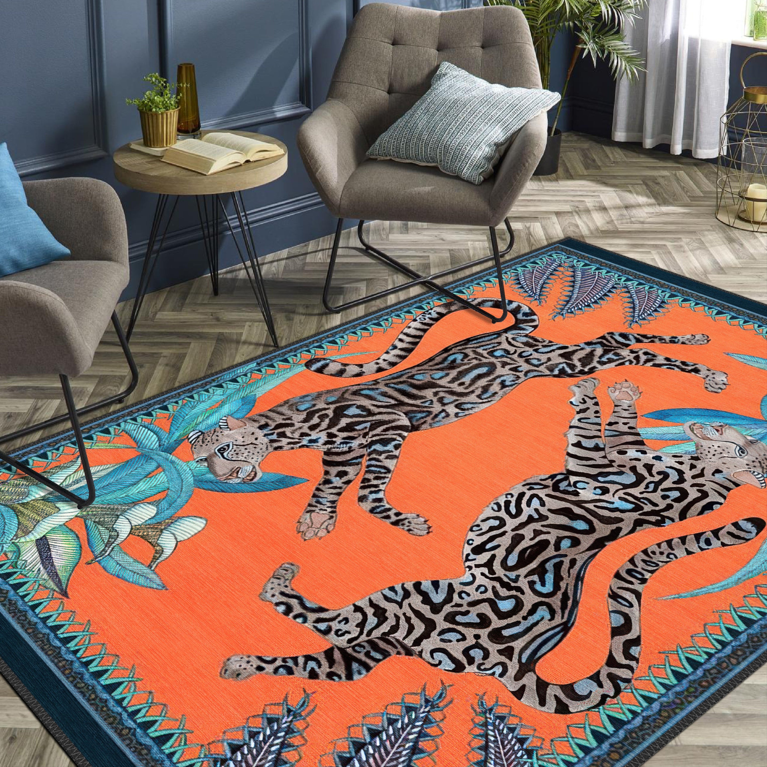 Artistic Leopard Rug – Machine-Washable, Retro Style & Durable