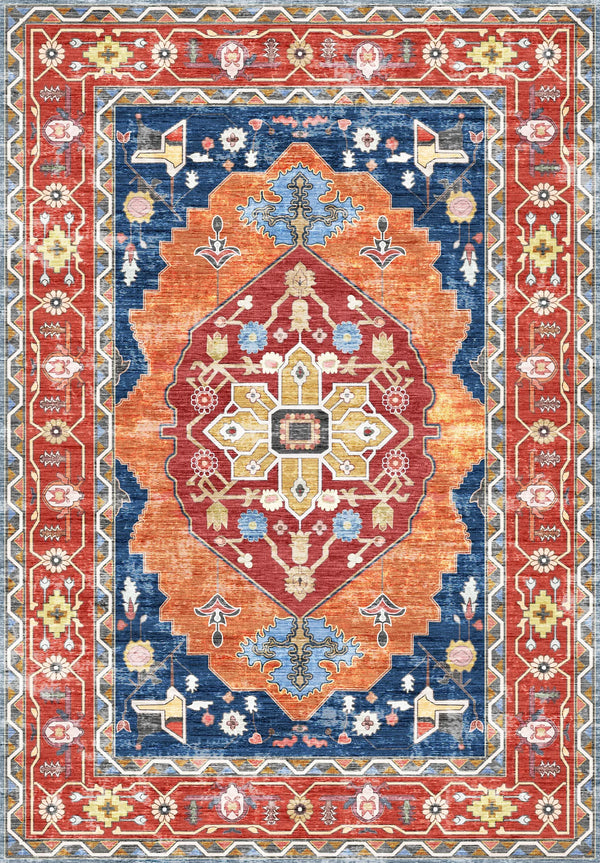 Enrich Your Home with This Stunning Handwoven Rug Featuring a Central Medallion and Lush Floral Designs