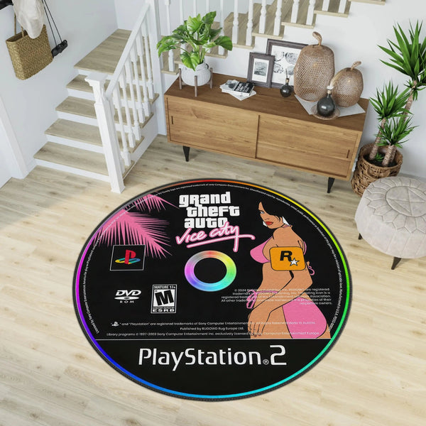 Full view of the GTA PlayStation Carpet in a stylish living space