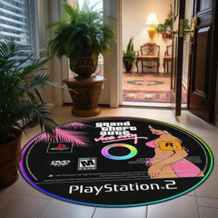 GTA PlayStation Carpet enhancing a gaming room setup.
