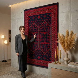 Traditional Crimson, Navy Rug