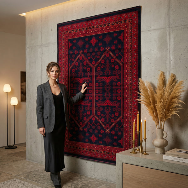 Traditional Crimson, Navy Rug