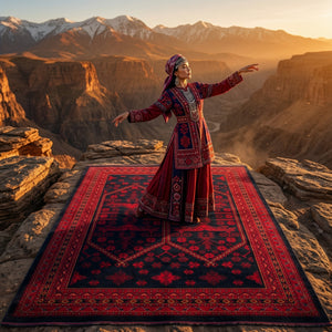 Traditional Crimson, Navy Rug